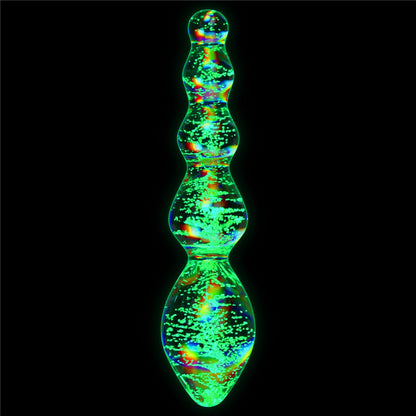 LOVETOY - GLOW-IN-THE-DARK TWILIGHT GLEAM GLASS DILDO-TANTALIZING ORBS