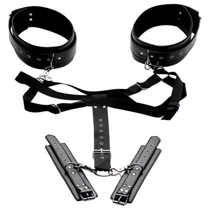MASTER SERIES ACQUIRE EASY ACCESS THIGH HARNESS WITH WRIST CUFFS