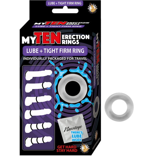 MY TEN ERECTION RINGS TIGHT FIRM WITH LUBE CLEAR