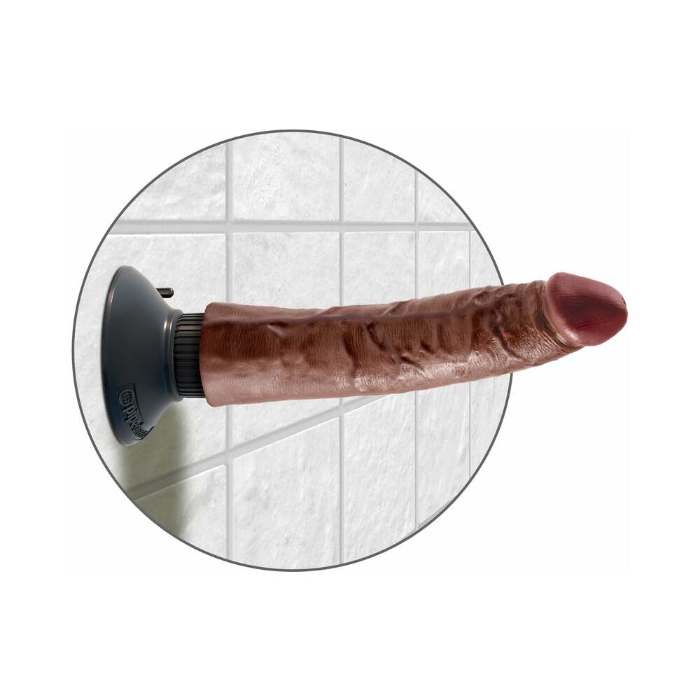 KING COCK 7 IN. VIBRATING COCK POSEABLE DILDO WITH SUCTION CUP BROWN