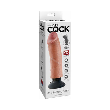 KING COCK 8 IN. VIBRATING COCK POSEABLE DILDO WITH SUCTION CUP BEIGE
