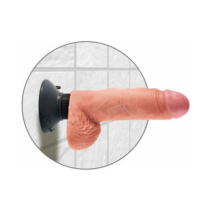 PIPEDREAM - KING COCK 7 IN. VIBRATING COCK WITH BALLS POSEABLE SUCTION CUP DILDO BEIGE