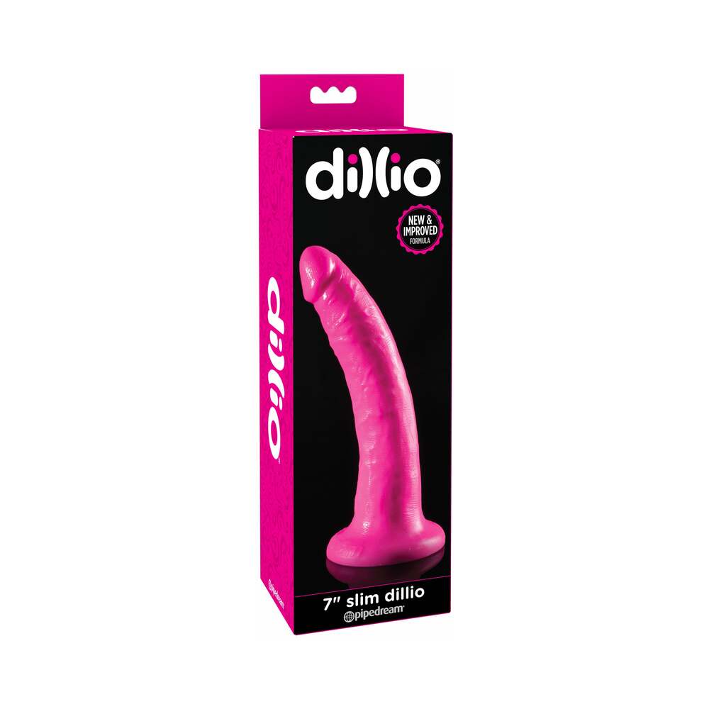 DILLIO 7 IN. SLIM REALISTIC DILDO WITH SUCTION CUP PINK