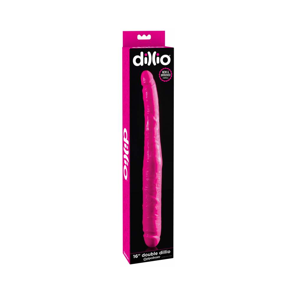 PIPEDREAM - DILLIO DILDO REALISTA DE DOBLE EXTREMO ROSA DE 16 PULGADAS
