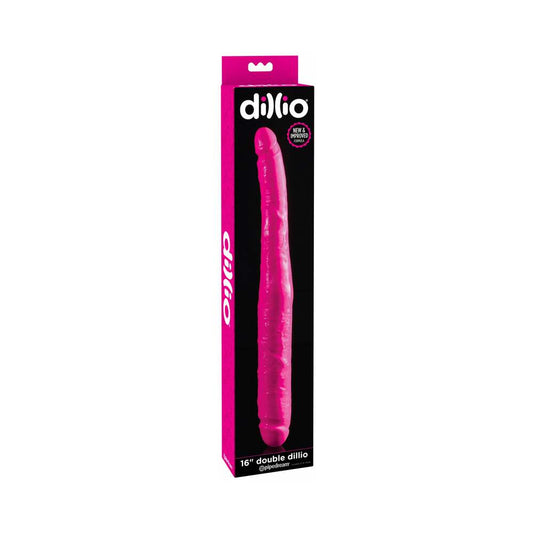 PIPEDREAM - DILLIO 16 IN. DOUBLE DONG REALISTIC DUAL-ENDED DILDO PINK
