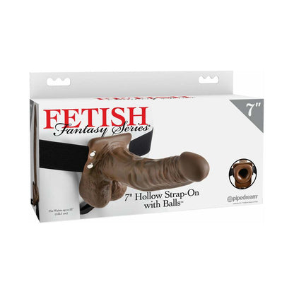 FETISH FANTASY SERIES 7 IN. HOLLOW STRAP-ON WITH BALLS BROWN/BLACK