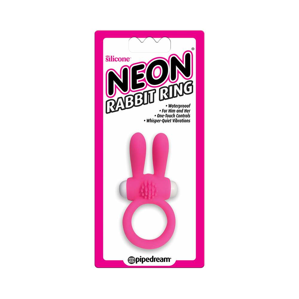 PIPEDREAM - NEON RABBIT RING VIBRATING SILICONE COCKRING WITH EARS PINK