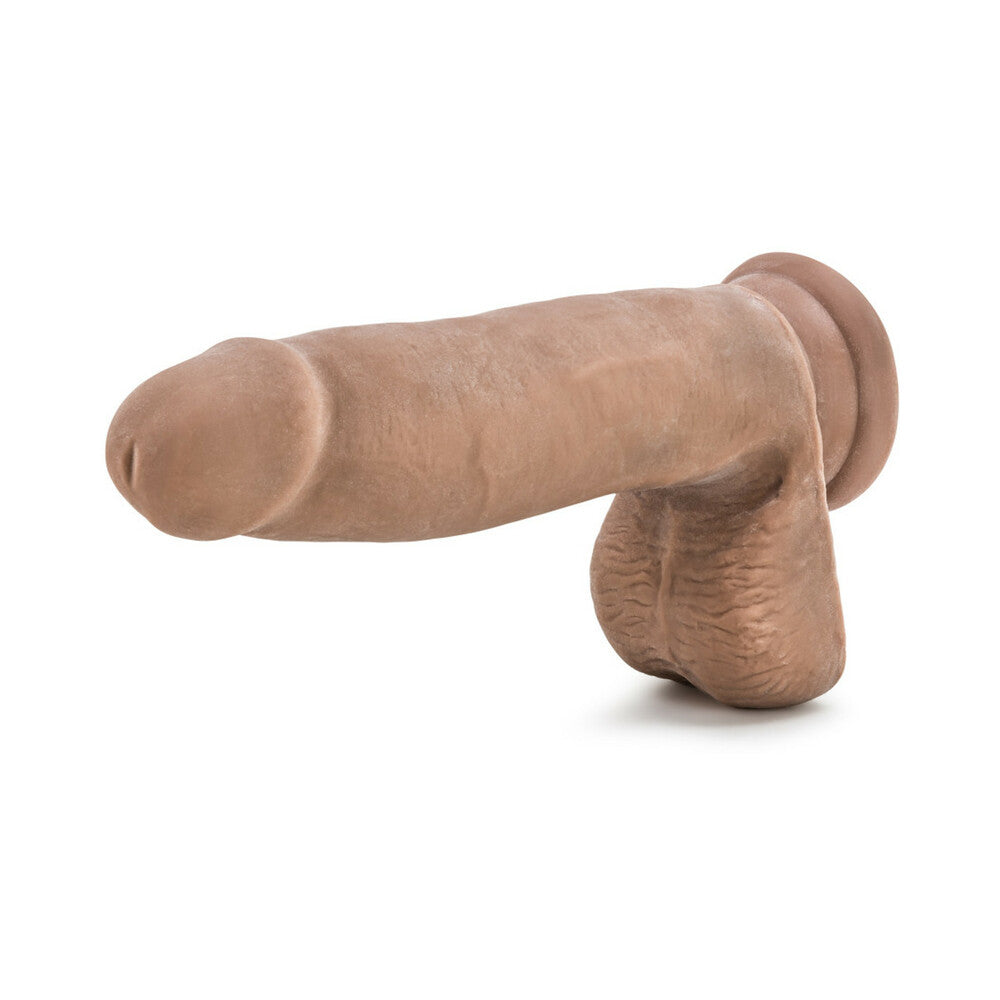 BLUSH - AU NATUREL 7 IN. POSABLE DUAL DENSITY DILDO WITH BALLS TAN
