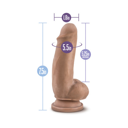 AU NATUREL 7 IN. SENSA FEEL FAT BOY POSABLE DUAL DENSITY DILDO TAN