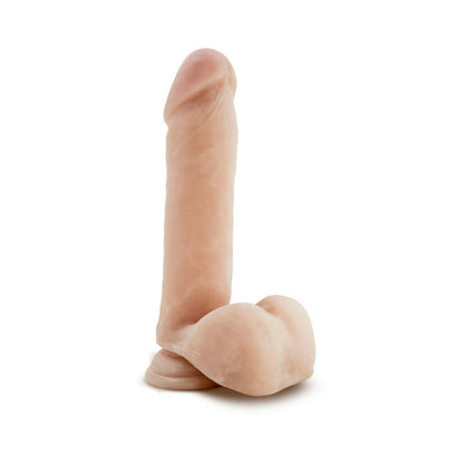 AU NATUREL 8 IN. POSABLE DUAL DENSITY DILDO WITH BALLS BEIGE