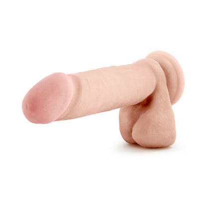 AU NATUREL 8 IN. POSABLE DUAL DENSITY DILDO WITH BALLS BEIGE