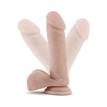 AU NATUREL 8 IN. POSABLE DUAL DENSITY DILDO WITH BALLS BEIGE