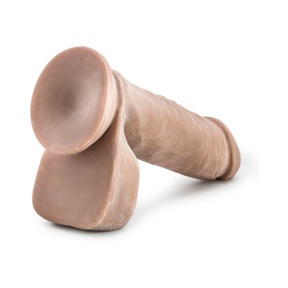 AU NATUREL 8 IN. POSABLE DUAL DENSITY DILDO WITH BALLS TAN