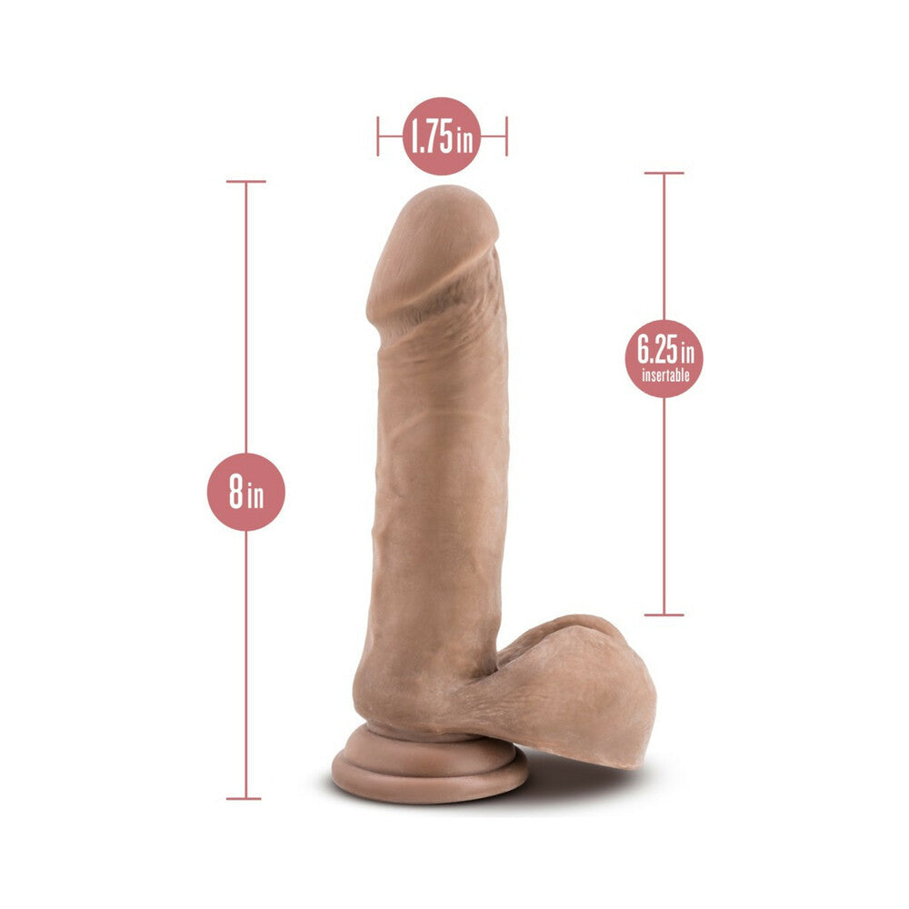 AU NATUREL 8 IN. POSABLE DUAL DENSITY DILDO WITH BALLS TAN