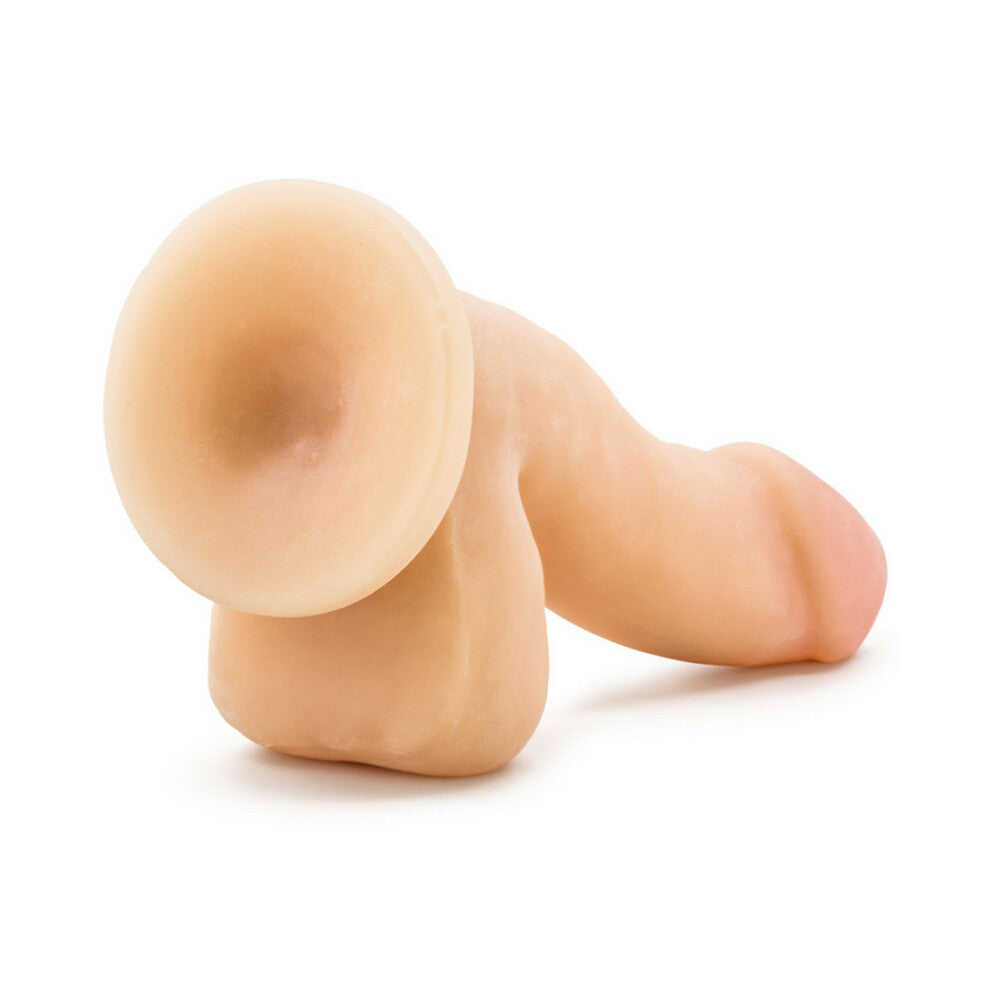 AU NATUREL 6.5 IN. POSABLE DUAL DENSITY DILDO WITH BALLS BEIGE