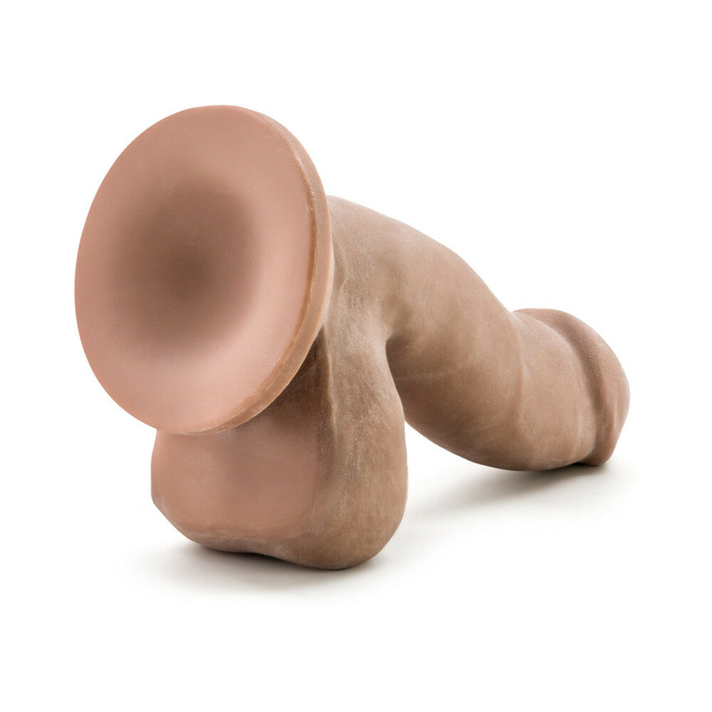 AU NATUREL 6.5 IN. POSABLE DUAL DENSITY DILDO WITH BALLS TAN