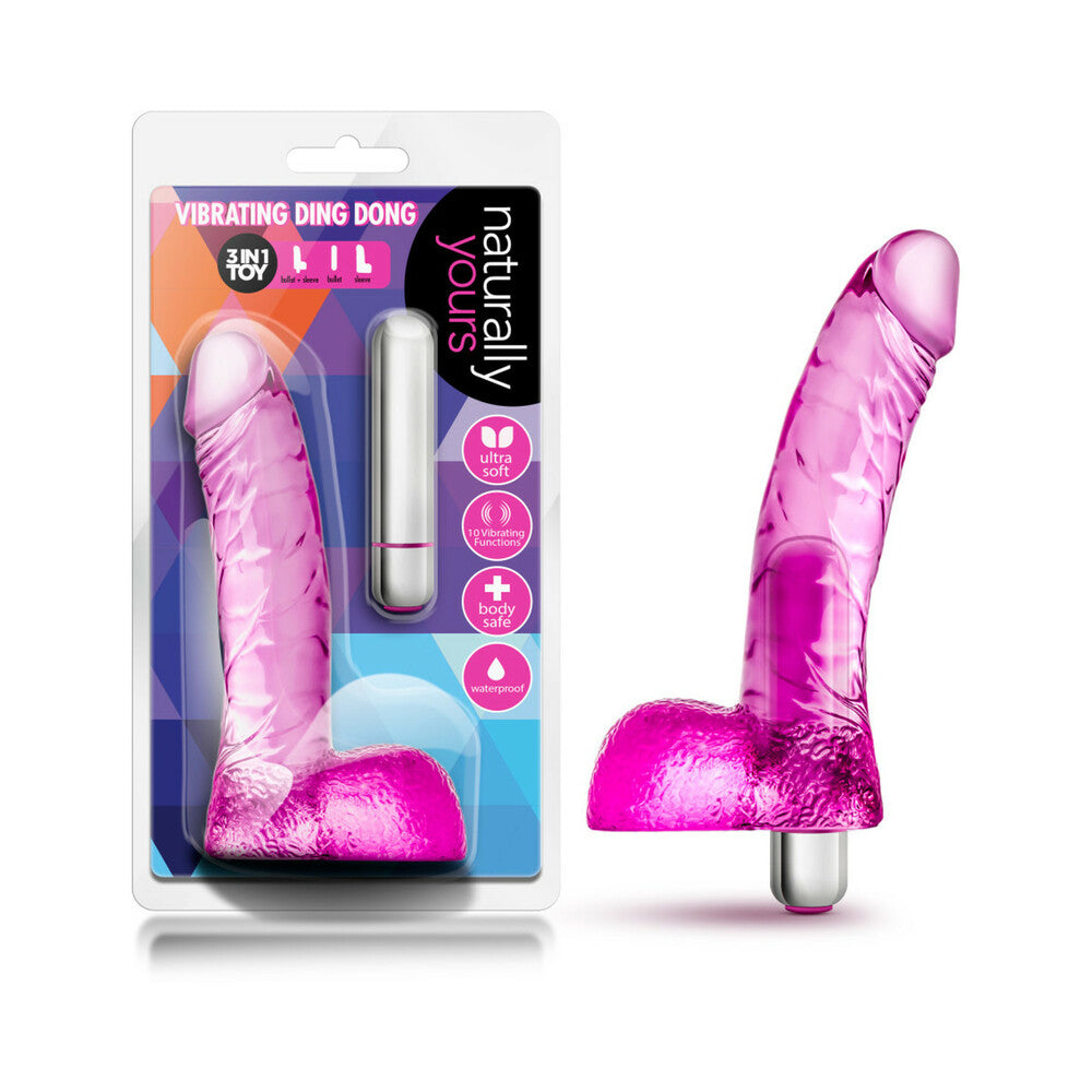 COLORETE - DILDO VIBRATORIO CON BOLAS Y VIBRADOR ROSA DE 6.5 PULGADAS NATURALLY YOURS