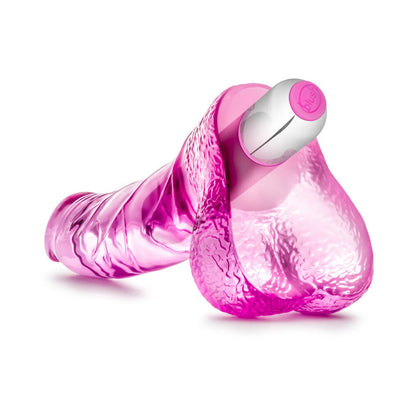 NATURALLY YOURS VIBRATING DING DONG 6.5 IN. DILDO WITH BALLS & VIBRATOR PINK