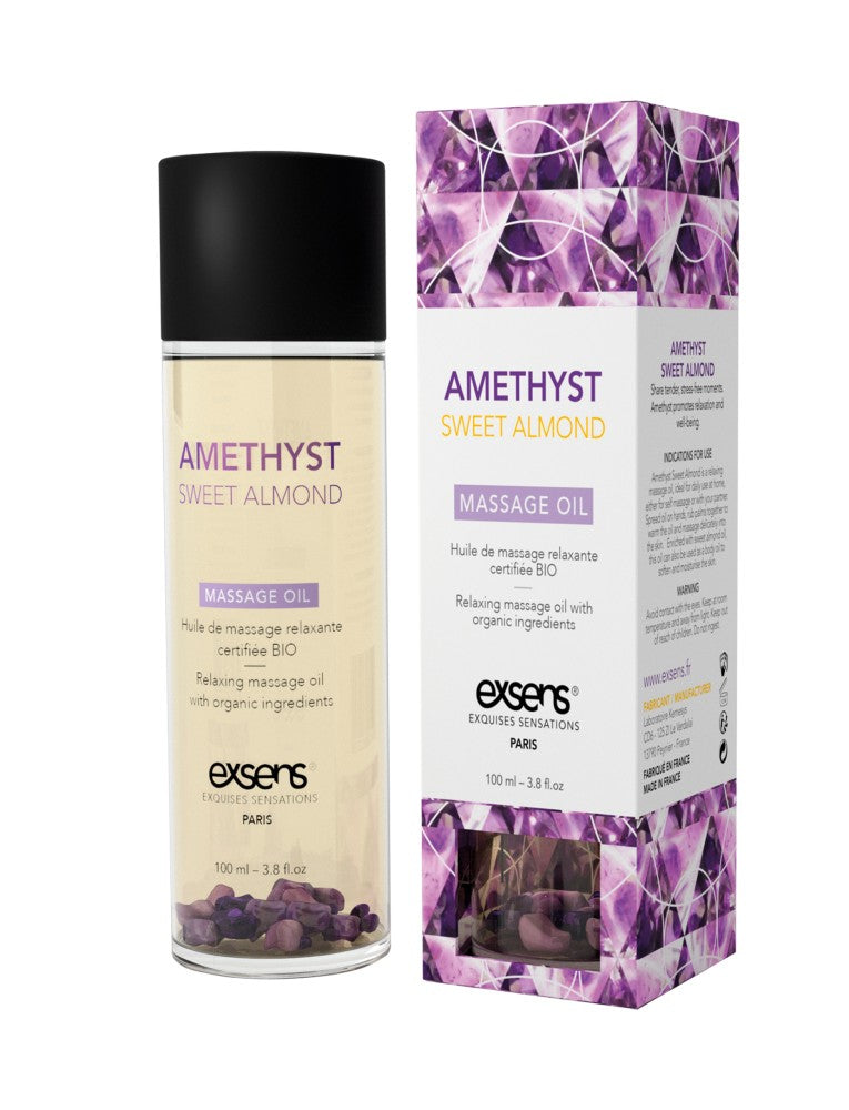 EXSENS - ORGANIC MASSAGE OIL WITH STONES AMETHYST SWEET ALMOND 100ML