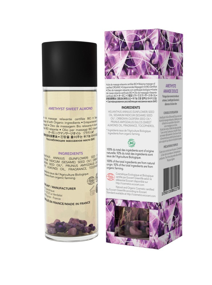 EXSENS - ORGANIC MASSAGE OIL WITH STONES AMETHYST SWEET ALMOND 100ML