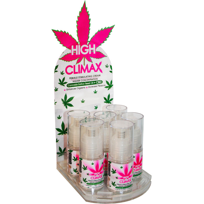 BODY ACTION - HIGH CLIMAX FEMALE STIMULANT WITH HEMP SEED OIL DISPLAY (6 BOTTLES 1/2 OZ EACH)