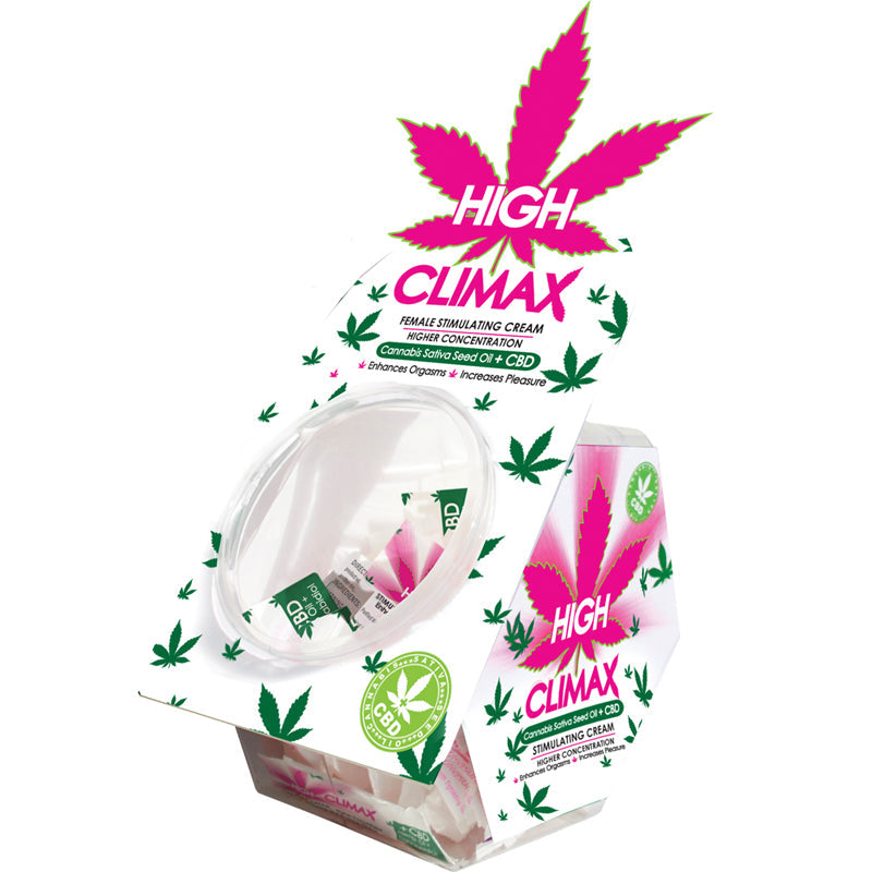 BODY ACTION - HIGH CLIMAX FEMALE STIMULANT WITH HEMP SEED OIL STICK PACK DISPLAY (50 PIECE BOWL DISPLAY)