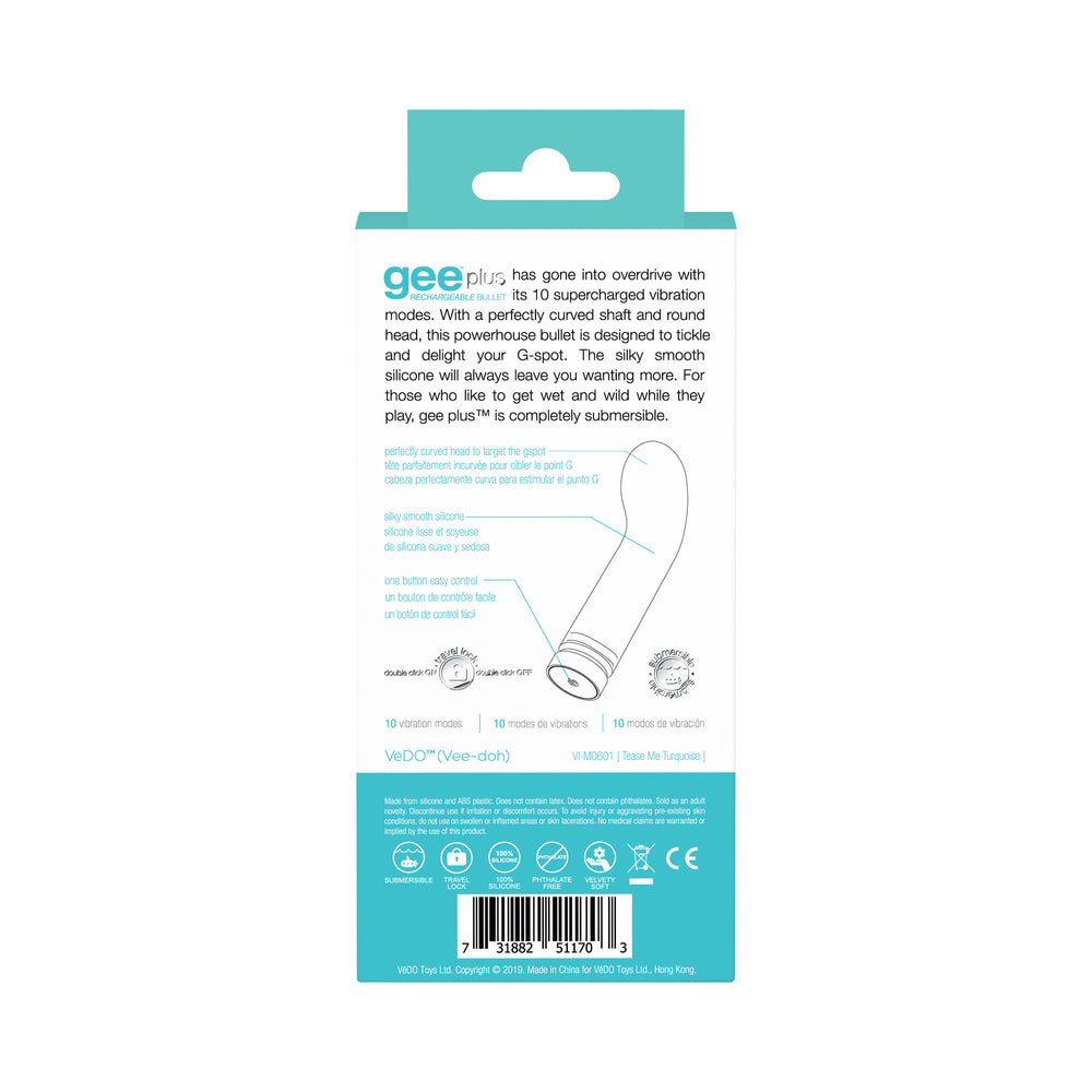 VEDO - GEEPLUS RECHARGEABLE VIBE - TEASE ME TURQUOISE
