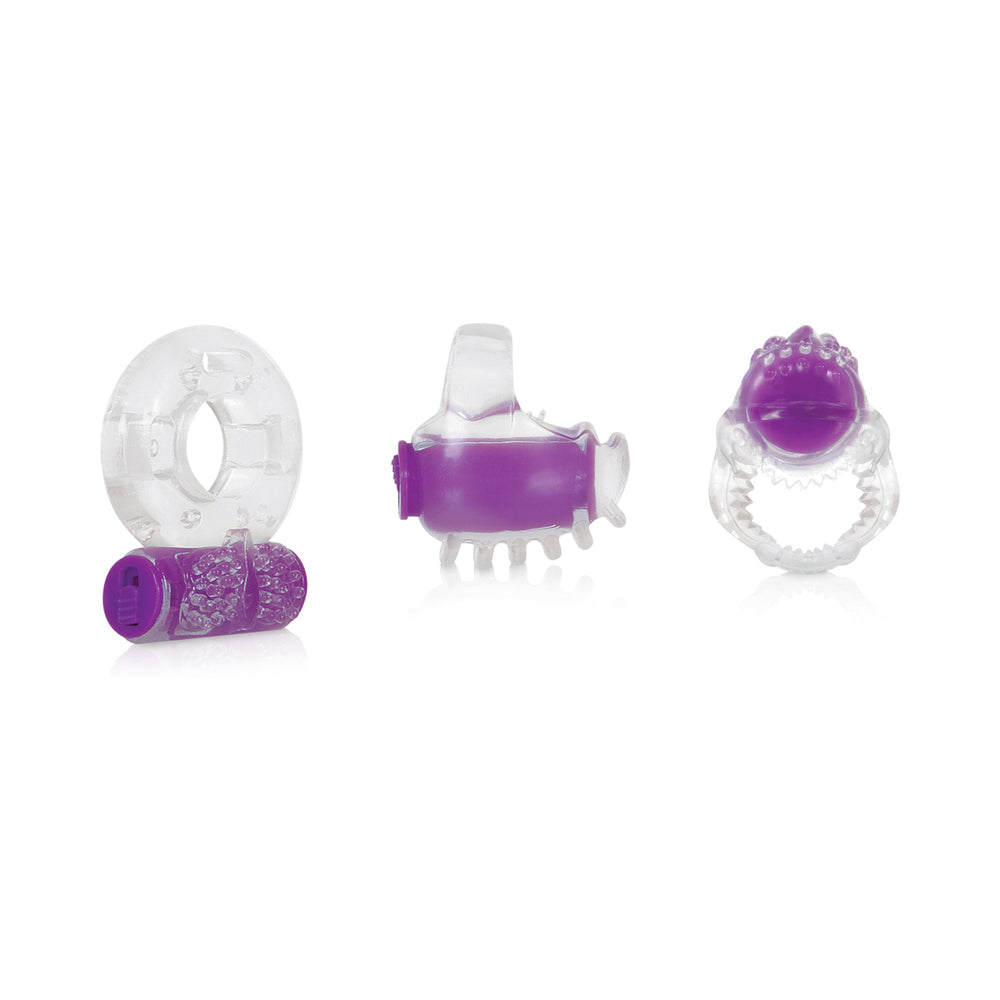 EVOLVED - RING TRUE 3-PIECE VIBRATING RING SET CLEAR/PURPLE