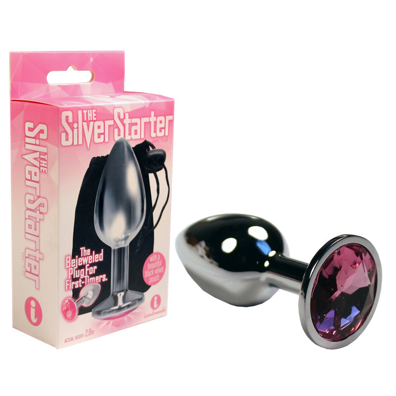 THE 9''S, THE SILVER STARTER, BEJEWELED STAINLESS STEEL PLUG PINK