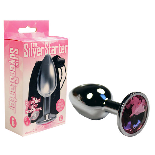 THE 9''S, THE SILVER STARTER, BEJEWELED STAINLESS STEEL PLUG PINK