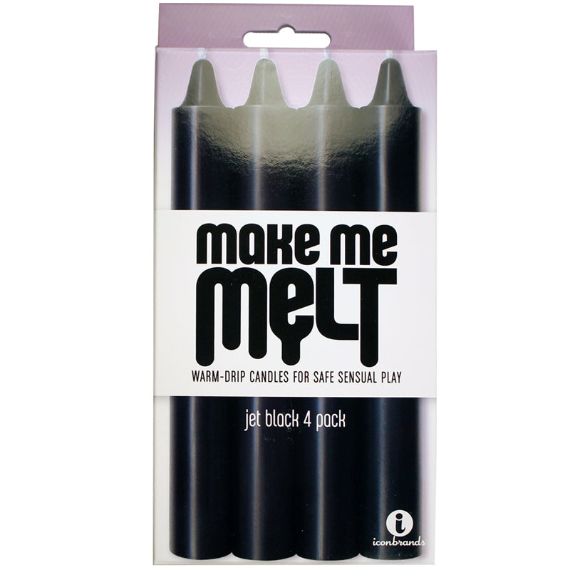 ICON BRANDS - THE 9''S, VELAS SENSUALES DE CERA CALIENTE "MAKE ME MELT", PAQUETE DE 4, NEGRO AZABACHE