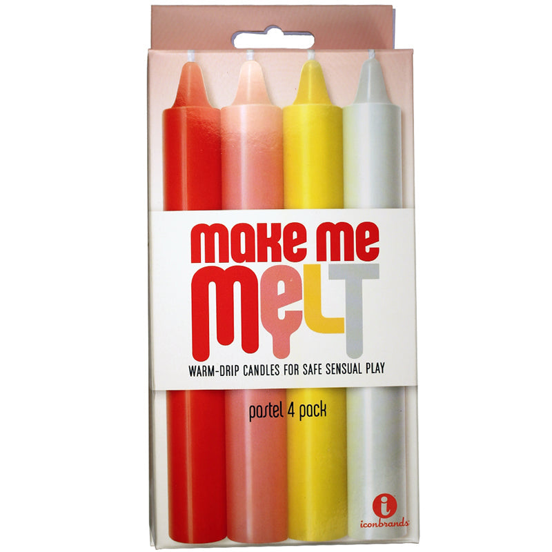 ICON BRANDS - THE 9''S, MAKE ME MELT SENSUAL WARM-DRIP CANDLES, 4 PACK, PASTEL