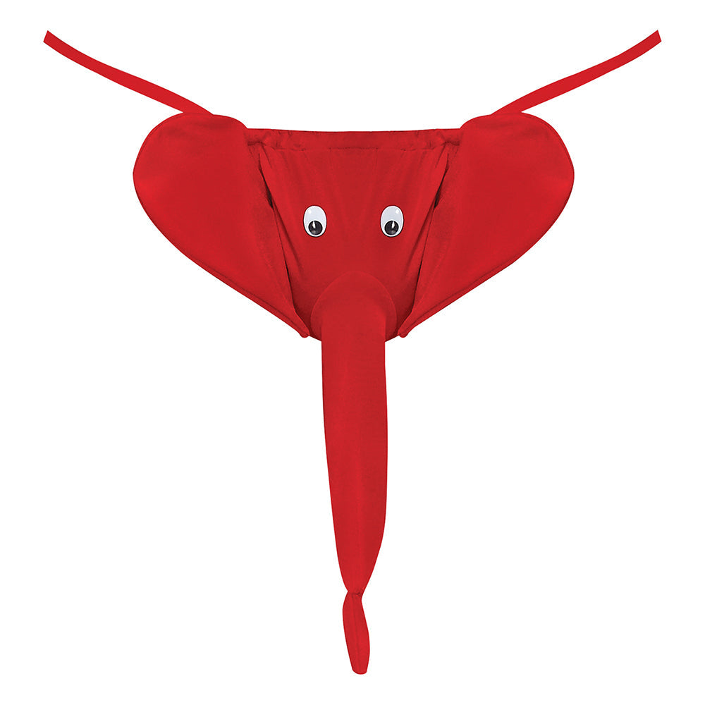 MALE POWER SQUEAKER ELEPHANT G-STRING RED O/S
