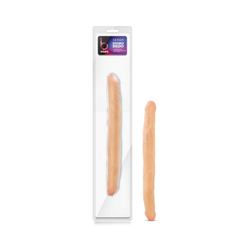 B YOURS 14 IN. DOUBLE DILDO BEIGE