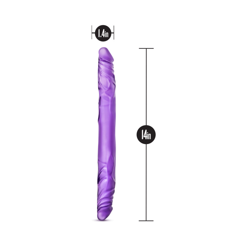 B YOURS 14 IN. DOUBLE DILDO PURPLE