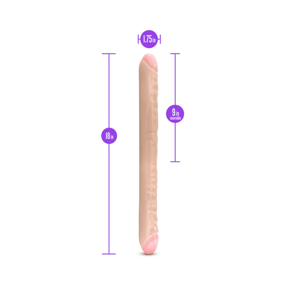 B YOURS 18 IN. DOUBLE DILDO BEIGE