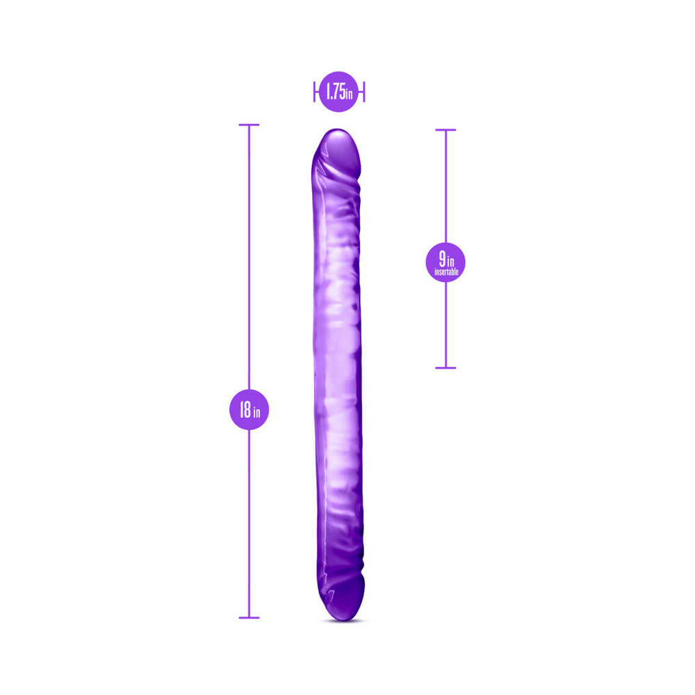 B YOURS 18 IN. DOUBLE DILDO PURPLE
