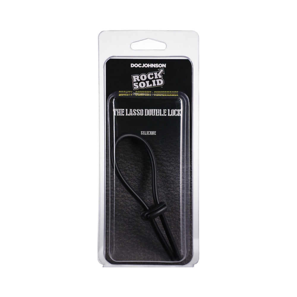 ROCK SOLID - BLACK SILICONE DOUBLE LOCK ADJUSTABLE  LASSO/BOLO