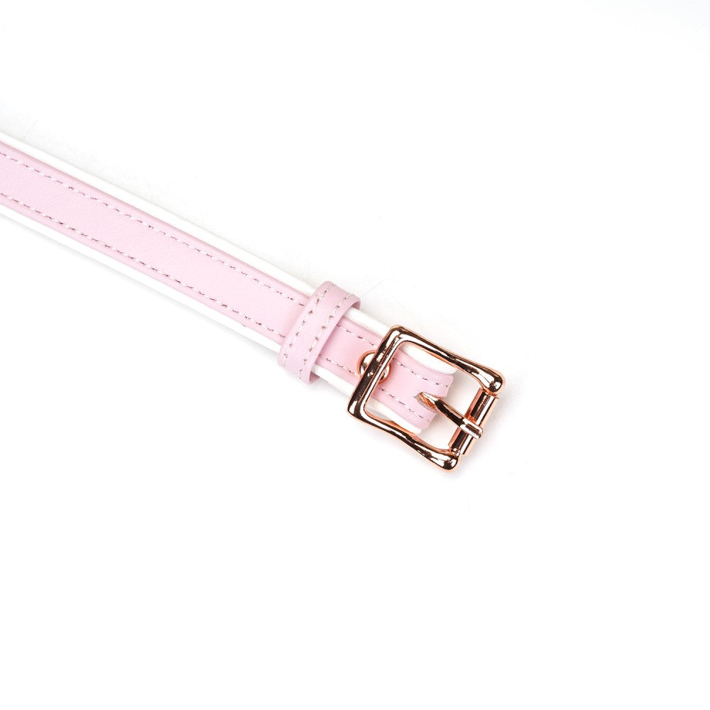 LIEBE SEELE - WHITE & PINK FAIRY GOAT LEATHER BLINDFOLD