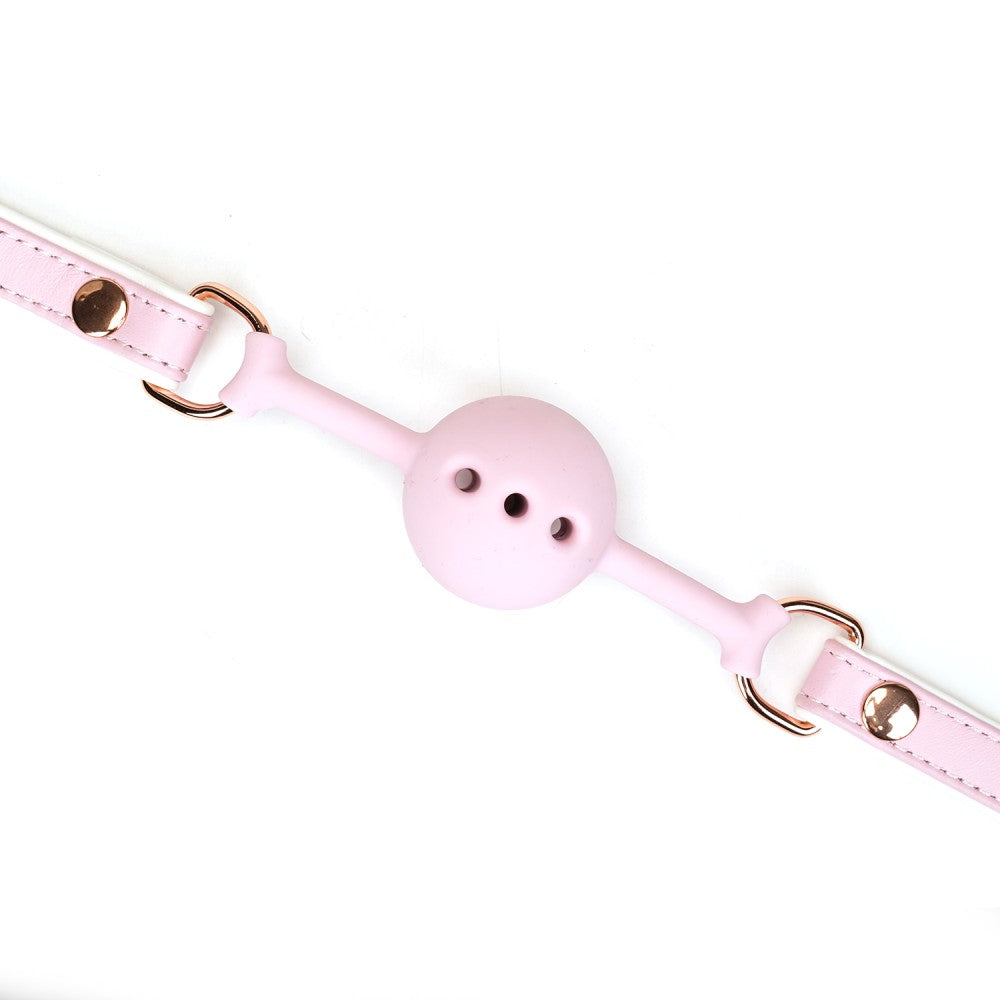 LIEBE SEELE - WHITE & PINK FAIRY GOAT LEATHER BALL GAG