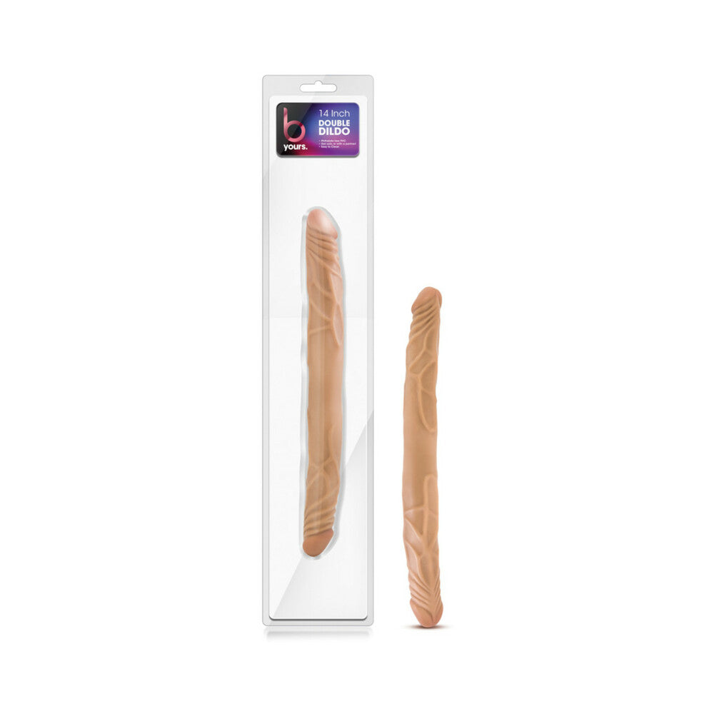 B YOURS 14 IN. DOUBLE DILDO TAN
