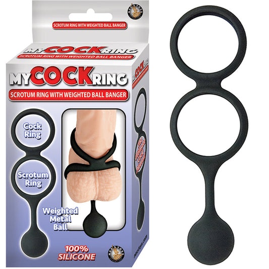 NASSTOYS - MY COCK RING SCROTUM RING WITH WEIGHTED BALL BANGER SILICONE BLACK