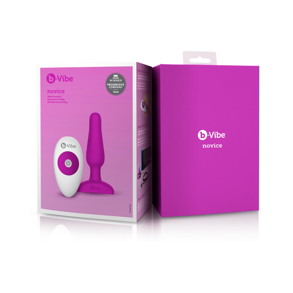 B-VIBE NOVICE RECHARGEABLE REMOTE-CONTROLLED VIBRATING SILICONE ANAL PLUG FUCHSIA