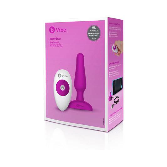 B-VIBE NOVICE RECHARGEABLE REMOTE-CONTROLLED VIBRATING SILICONE ANAL PLUG FUCHSIA