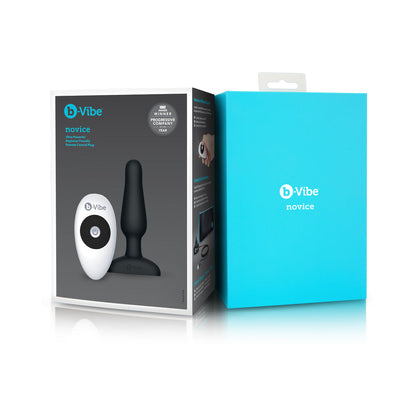 B-VIBE NOVICE RECHARGEABLE REMOTE-CONTROLLED VIBRATING SILICONE ANAL PLUG BLACK