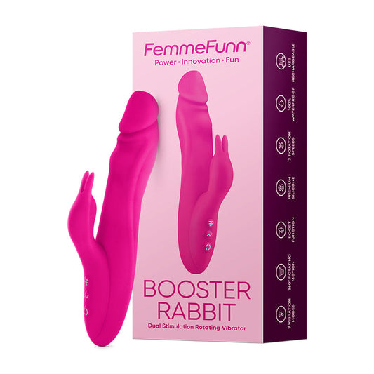 FEMMEFUNN VORTEX BOOSTER RABBIT RECHARGEABLE SILICONE DUAL STIMULATION ROTATING VIBRATOR PINK