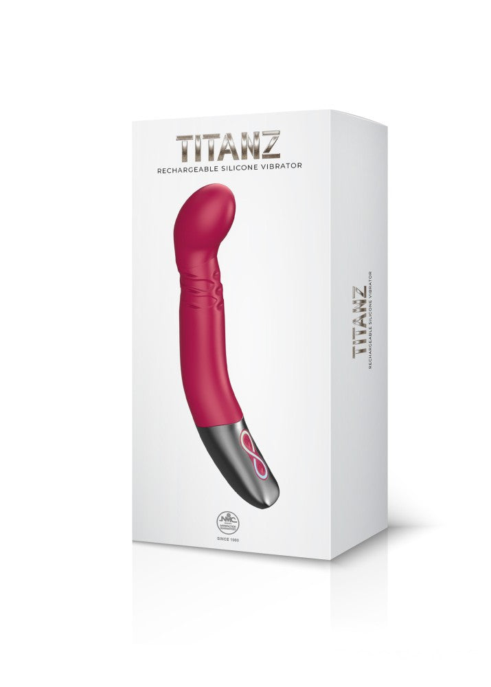 NMC - TITANZ 8" SILICONE RECHARGEABLE VIBRATOR IN PINK_B15O25_4
