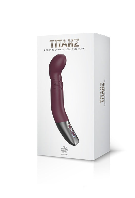 NMC - TITANZ 8" SILICONE RECHARGEABLE VIBRATOR IN RUBINE RED_B15O25_4