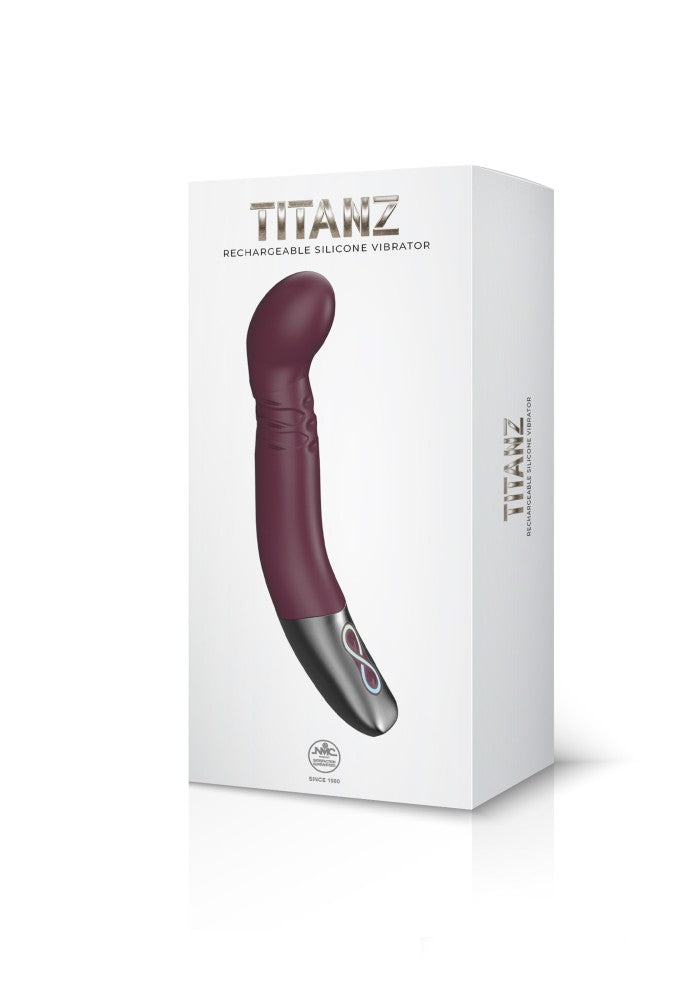 NMC - TITANZ 8" SILICONE RECHARGEABLE VIBRATOR IN RUBINE RED_B15O25_4
