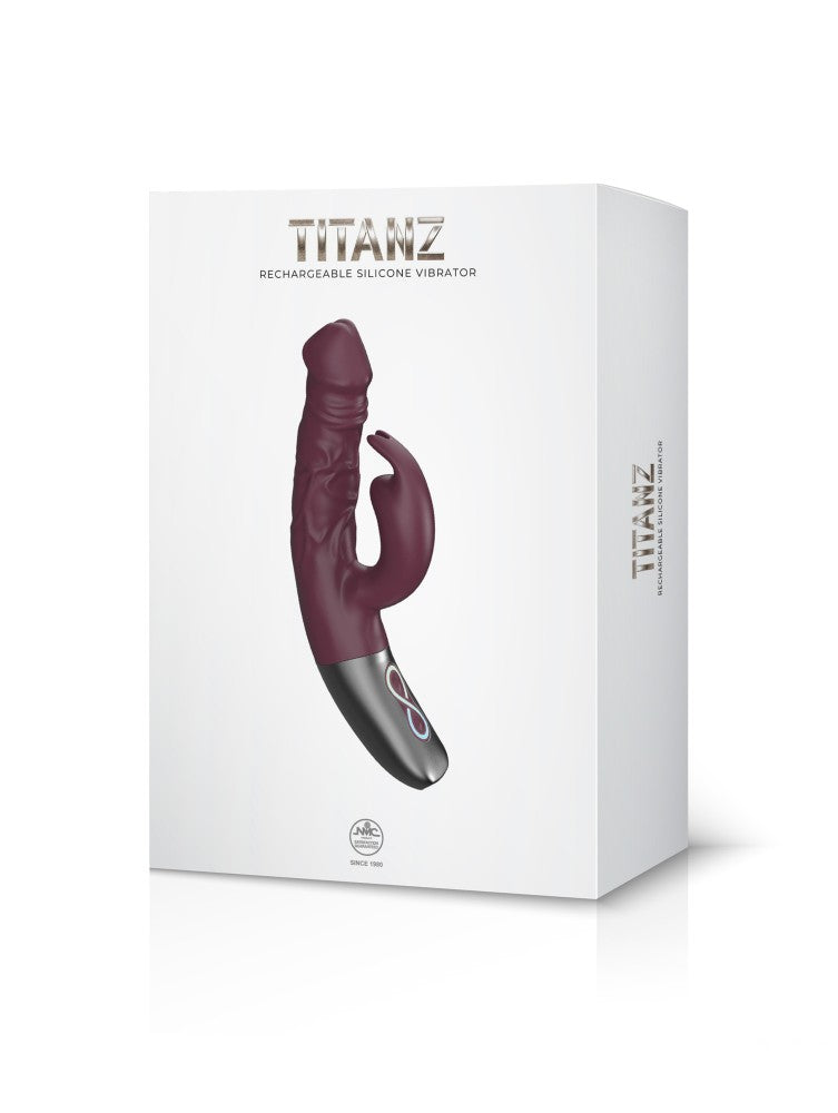 NMC - TITANZ 7" SILICONE RECHARGEABLE VIBRATOR IN RUBINE RED_B15O25_4